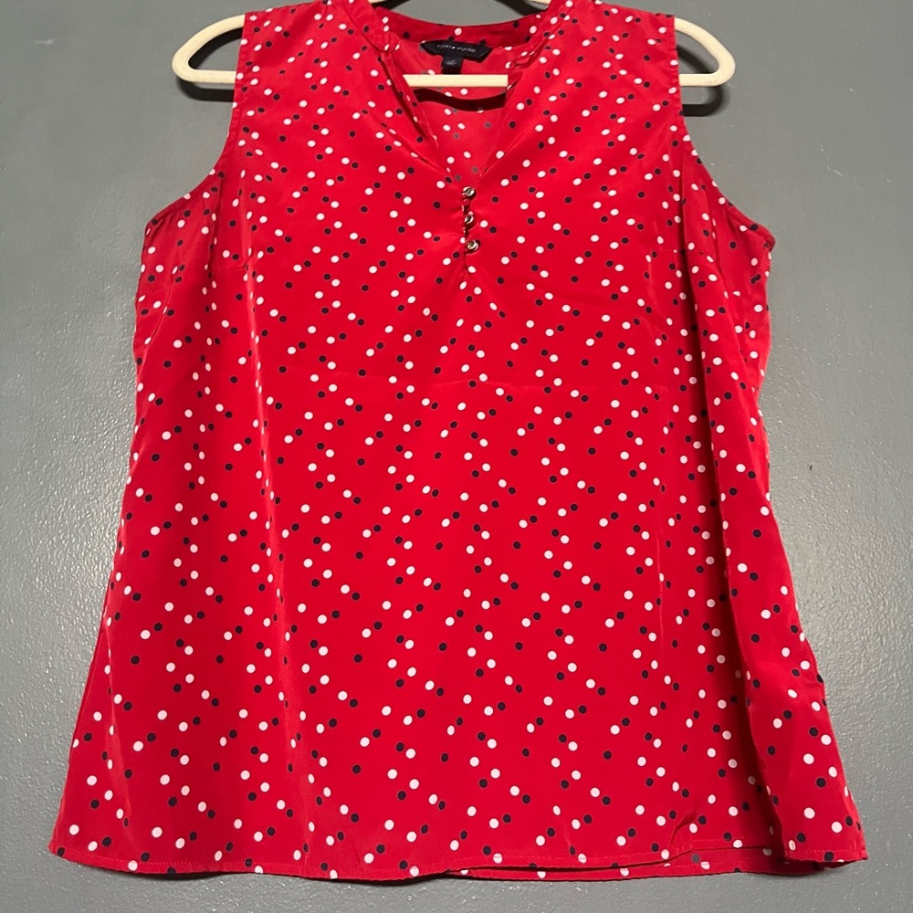 Tommy Hilfiger Red Polka Dot Sleeveless Top L
